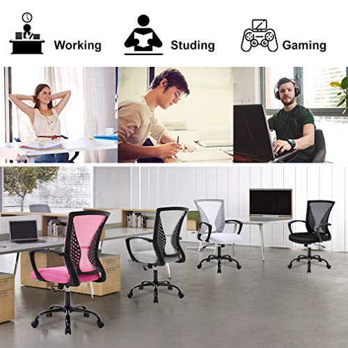 Office Chair Ergonomic Desk Chair Mesh Computer Chair Office Chair Ergonomic Desk Chair Mesh Computer Chair with Lumbar Support Armrest Mid Back Rolling Swivel Adjustable Task Chair for Women Adults, Black.