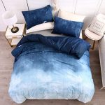 LAMEJOR Duvet Cover Set Twin Size Galaxy Outer Style Moon/Star Pattern Gradient Luxury Soft Bedding Set Comforter Cover (1 Duvet Cover+2 Pillowcases) Blue
