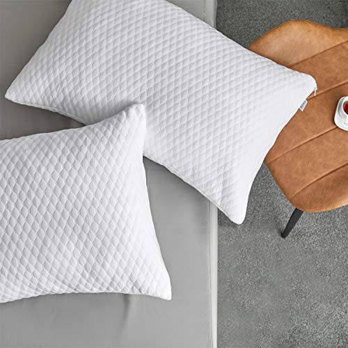 NTCOCO 2 Pillows, Shredded Memory Foam Bed Pillows NTCOCO 2 Pillows, Shredded Reminiscence Foam Mattress Pillows for Sleeping, with Washable Detachable Bamboo Cooling Hypoallergenic Sleep Pillow for Again and Aspect Sleeper (White, King (2-Pack)).