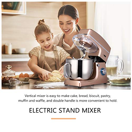 VIVOHOME 7.5 Quart Stand Mixer, 660W 6-Speed Tilt-Head Kitchen Electric VIVOHOME 7.5 Quart Stand Mixer, 660W 6-Speed Tilt-Head Kitchen Electric Food Mixer with Beater, Dough Hook and Wire Whip, ETL Listed, Champagne.