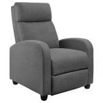 JUMMICO Fabric Recliner Chair Adjustable Home Theater Seating Single Recliner Sofa with Thick Seat Cushion and Backrest Modern Living Room Recliners (Grey)