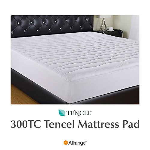 Allrange 300TC Cool Tencel Clean&Safe Quilted Mattress Pad, Stretch-up-to 22", Fitted Tencel Polyester Fill, Silky Cotton Tencel Cover,Oeko-TEX Certified, TXL