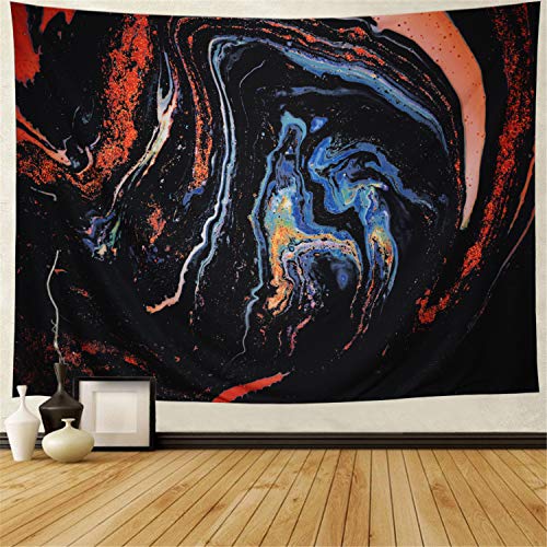 Amhokhui Psychedelic Tapestry Marble Tapestry Gouache Art Amhokhui Psychedelic Tapestry Marble Tapestry Gouache Artwork Tapestry Luxurious Swirl Tapestry Orange Black Tapestries Trippy Nature Panorama Wall Hanging for Room (H 59.1"×W 78.7").