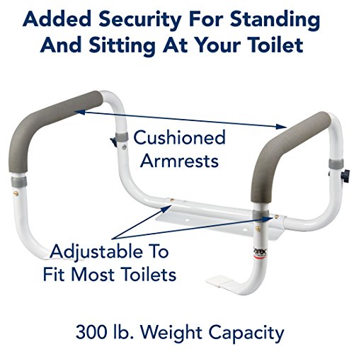 Carex Toilet Safety Frame - Toilet Safety Rails With Adjustable Width Carex Toilet Safety Frame - Toilet Safety Rails With Adjustable Width - Toilet Rails For Elderly, Handicap, Home Health Care Equipment After Surgery, Supports 300lbs.