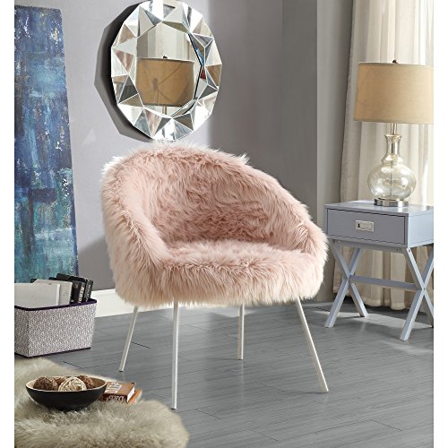 Ana Rose Fur Accent Chair - Metal Legs | Upholstered | Living Room, Entryway, Bedroom | Inspired Home