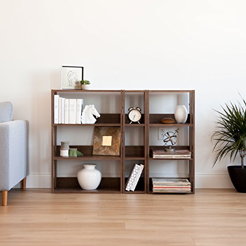 IRIS USA 3-Tier Wide Open Wood Bookshelf, Dark Brown Bundle Dimensions: 11.5 x 23.6 x 34.6 inches