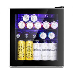 Antarctic Star Mini Fridge Cooler - 60 Can Beverage Refrigerator Glass Door for Beer Soda or Wine – Glass Door Small Drink Dispenser Machine Clear Front Removable for Home, Office or Bar, 1.6cu.ft.