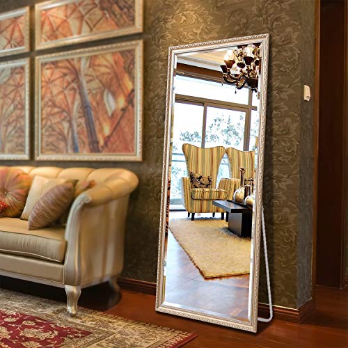 Hans and Alice 65"x24" Rectangular Bathroom Full Length Floor Hans and Alice 65"x24" Rectangular Rest room Full Size Flooring Mirror Standing or Hanging(Champagne).