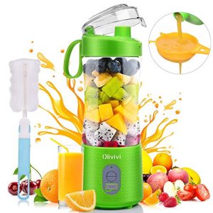 Olivivi Portable Blender, Multifunctional Personal Blender Mini Smoothie Blender 6 Powerful Blades, 4000mAh Rechargeable USB Juicer Cup Bottle with Strainer Cleaning Brush for Travel BPA Free Green