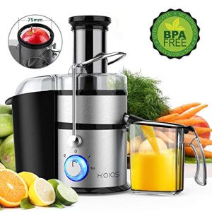 KOIOS Centrifugal Juicer Machines, Juice Extractor with Big Mouth 3” Feed Chute, 304 Stainless-steel Filter, High Juice yield, Easy to Clean&100% BPA-Free, 1200W&Powerful, Dishwasher Safe, Included Brush