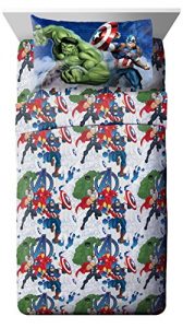 Marvel Avengers Blue Circle Twin Sheet Set- 3 Piece Set Super Soft and Cozy Kid’s Bedding Features Captain America, Hulk, Iron Man, and Thor- Fade Resistant Microfiber Sheets (Official Marvel Product)
