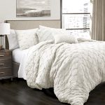 Lush Décor Ravello Shabby Chic Style Pintuck White 5 Piece Comforter Set with Pillow Shams - King Comforter Set