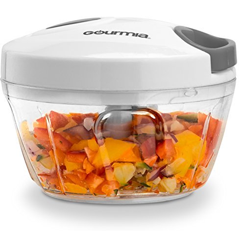 Gourmia GMS9280 Mini Slicer Pull String Manual Food Processor With Bowl & Removable Blade, Durable BPA free food safe material (2 Cup)
