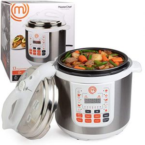 MasterChef 13-in-1 Pressure Cooker- 6 QT Electric Digital MultiPot w 13 Programmable Functions- High and Low Pressure Cooking Options, LED Display, Delay Timer and Non-stick Pot, Great Father's Day Gift
