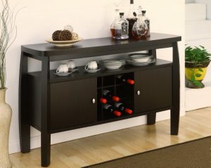 ioHOMES Clyton Contemporary 2-Door Storage Cabinet Dining Buffet with One Open Shelf and Wine Bottle Slots, Dark Espresso