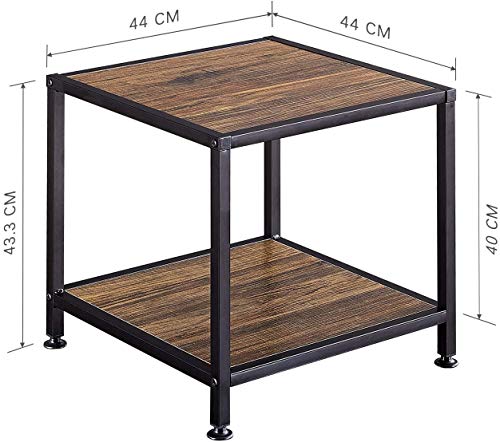 GreenForest End Table with Storage Shelf 2 Tier Metal Frame Side Table GreenForest End Table with Storage Shelf 2 Tier Metal Frame Side Table for Living Room Bedroom, Easy Assembly, Walnut.