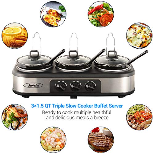 Triple Slow Cooker Buffet Server, 3 Pot Crock Pot Food Warmer Package deal Dimensions: 25.zero x 7.Three x 12.Three inches