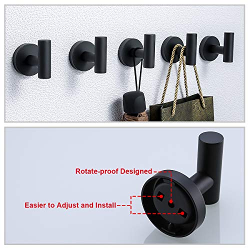 [2 Pack]Hanting Single Robe Hook, Matte Black Coat Hanting Single Robe Hook, Matte Black Coat Hook, Bathroom Hardware Accessories, Towel Hook for Bath and Kitchen, SUS 304 Stainless Steel, Wall-Mounted, Nordic Minimalism Hotel Style.