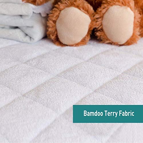 2 Pack Crib Mattress Protector, Toddler Waterproof Organic Bamboo 2 Pack Crib Mattress Protector, Toddler Waterproof Natural Bamboo Quilted Fitted Mattress Pad with 28'' x 52'' Child Mattress Cowl.