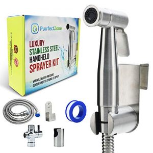 Purrfectzone Bidet Sprayer for Toilet and Baby Cloth Diaper Sprayer- easy to install, great hygiene with less money spent (Brushed Nickel)