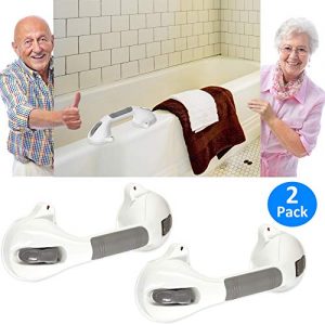 AmeriLuck Suction Bath Grab Bar 12" with Indicators, Bathroom Shower Handle (White, 2 Pack)