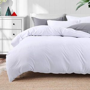 TEKAMON Luxury 3 Piece Duvet Cover Set -Ultra Soft Breathable 100% Brushed Microfiber Hotel Collection,1 Comforter Cover with Zipper Closure Matching 2 Pillow Shams, Simple Style Bedding (King, White)