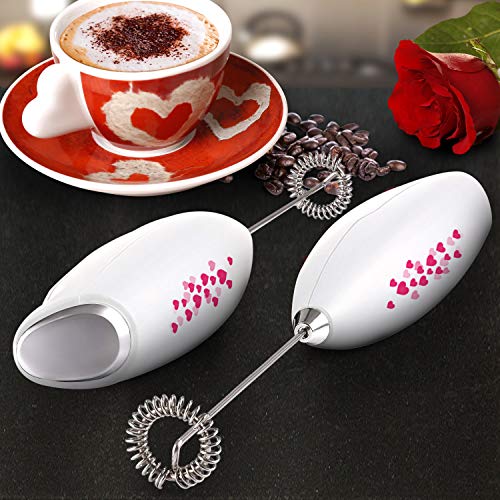 Nice Electrical Whisk Drink Mixer for Bulletproof Zulay Milk Frother Handheld Foam Maker for Lattes - Nice Electrical Whisk Drink Mixer for Bulletproof® Espresso, Mini Blender and Foamer Good for Cappuccino, Frappe, Matcha, Sizzling Chocolate, Basic Milk Boss - Hearts.