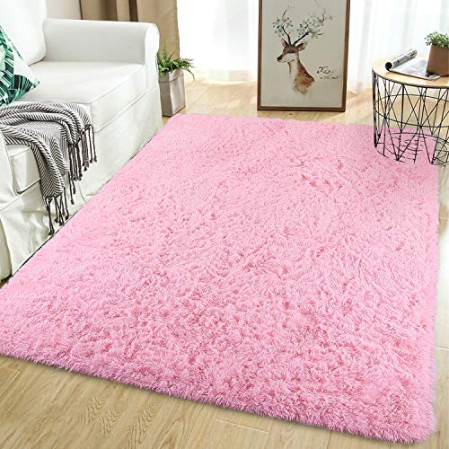 Softlife Soft Girls Bedroom Area Rugs 5.3' x 7.6' Fluffy Indoor Carpet for Kids Baby Living Room Dorm Room Luxury Large Modern Plush Decorative Nursery Floor Rug, Pink