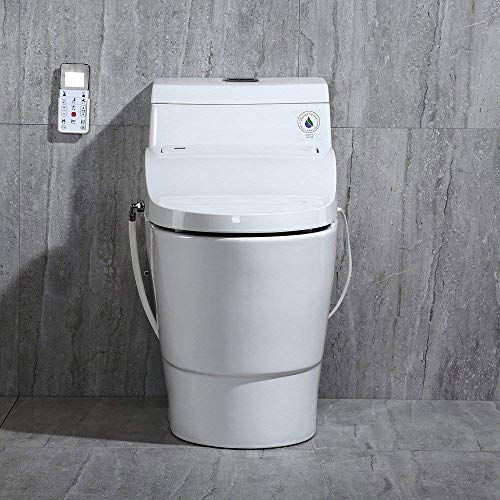 Woodbridge White Luxury, Elongated One Piece Advanced Bidet Woodbridge White Luxurious, Elongated One Piece Superior Bidet, Good Rest room Seat with Temperature Managed Wash Capabilities and Air Dryer T-0008.