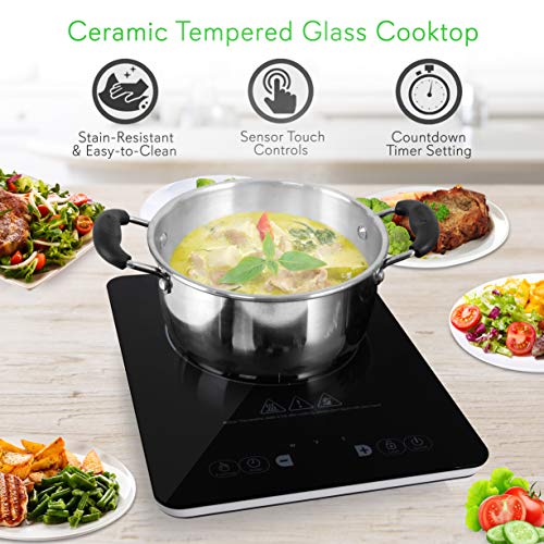 NutriChef Electric Induction CookTop - Upgraded Tech Single Digital NutriChef Electrical Induction CookTop - Upgraded Tech Single Digital Moveable Countertop range Burner, Youngsters Security Lock - Made For Magnetic &amp; Forged Iron Pots - 120V (PKSTIND24).