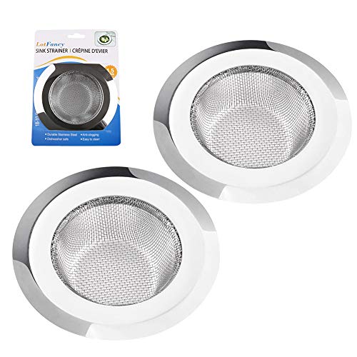 2 Pack Kitchen Sink Strainer, Large Wide Rim 4.5" Diameter, Stainless Steel Drain Cover, Anti Clogging Mesh Drain Strainer for Kitchen Sinks Drain, Perforated
