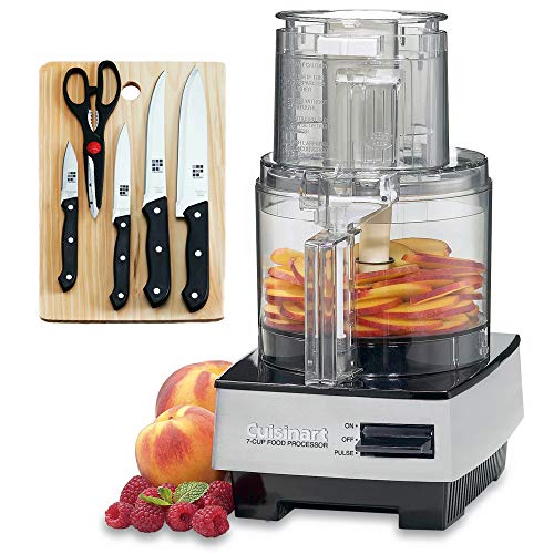 Cuisinart DFP-7BCY 7 Cup Food Processor Bundle with Home Basics 5-Piece Knife Set with Cutting Board