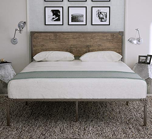 Amolife Industrial Full Size Bed Frame, Amolife Queen Size Platform Bed Frame With Headboard And 4 Storage Drawers