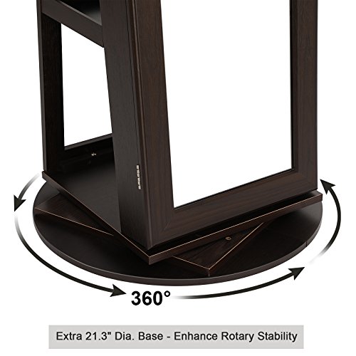 SONGMICS 360° Rotatable Jewelry Organizer Cabinet Armoire, Lockable Model: SONGMICS