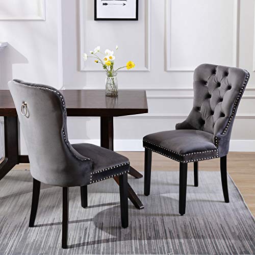 Upholstered Velvet Dining Chairs with Luxurious Button and Nailhead Set Bundle Dimensions: 20.zero x 25.zero x 38.5 inches