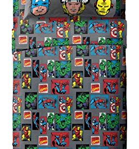 Jay Franco Marvel Avengers 3 Piece Twin Sheet Set, Superheroes Gray