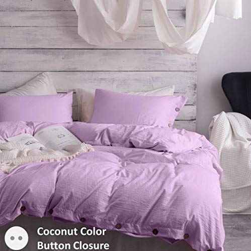 Argstar 3 Pcs 100% Microfiber King Duvet Cover Set King Argstar three Pcs 100% Microfiber King Quilt Cowl Set King with Buttons, Washed Cotton Impact, Gentle Purple.