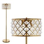 JONATHAN Y JYL9000A Elizabeth 60" Crystal/Metal LED Floor Lamp, Contemporary, Transitional for Bedroom, Living Room, Brass Gold