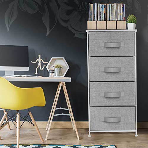 Sorbus Dresser with 4 Drawers - Tall Storage Tower Unit Organizer Sorbus Dresser with Four Drawers - Tall Storage Tower Unit Organizer for Bed room, Hallway, Closet, School Dorm - Chest Drawer for Garments, Metal Body, Wooden Prime, Straightforward Pull Material Bins (White/Grey).
