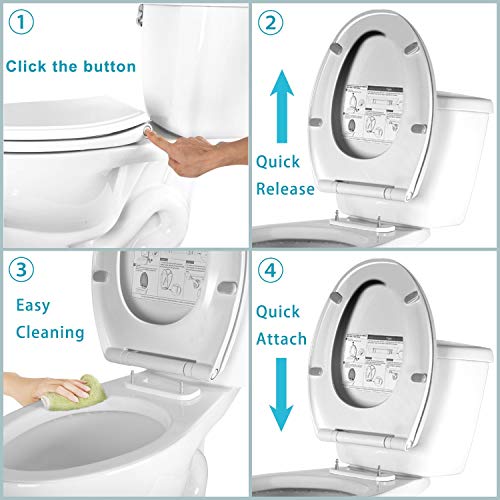 Hibbent Premium One Click Elongated Toilet Seat Hibbent Premium One Click Elongated Toilet Seat with Cover(Oval)- Easy Installation and Quick-Release for Easy Cleaning - Stable Hinge Design to prevent shifting - Soft Closed - White Color(Elongated).