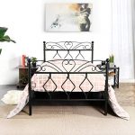 Symylife SYMY Twin Bed Frame, No Box Spring Needed,Mattress Foundation Sturdy Metal Legs, Two Beautiful Headboards and Metal Steel Support for Bedroom Living Room,Black
