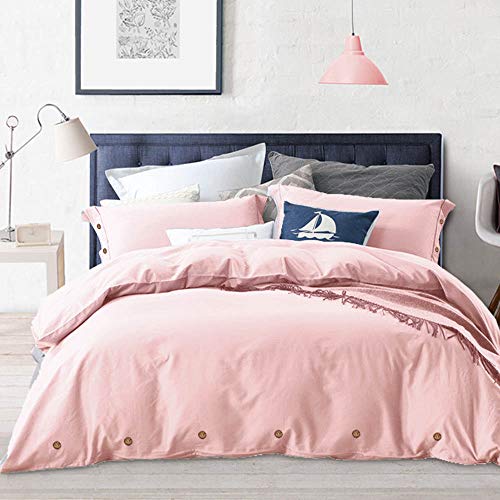 NANKO Pink Duvet Cover Queen, 3 Piece Set - Luxury Microfiber Comforter Bedding Covers 90x90，20x26 Pillowcases- Men and Women Bedroom Decor, Pink