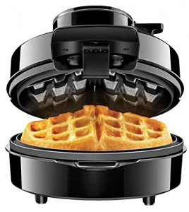 Chefman Waffle Maker w/No Overflow Design, Round Iron for Mess-Free Breakfast Best Small Appliance Innovation Award Winner, Measuring Cup & Cleaning Tool Included