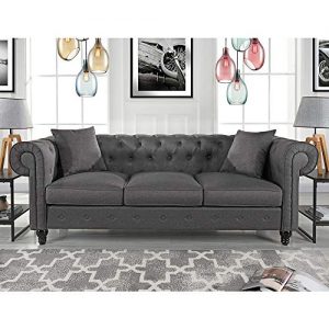 Divano Roma Furniture Classic Sofas, Large, Light Grey