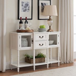 Kings Brand Furniture Wood Buffet Sideboard Cabinet Console Table, Cream White