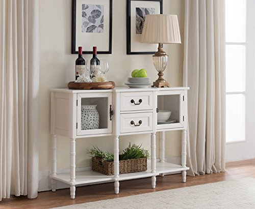 Kings Brand Furniture Wood Buffet Sideboard Cabinet Console Table, Cream White