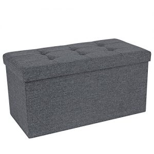 SONGMICS Storage Ottoman Bench, Chest with Lid, Foldable Seat, Bedroom, Hallway, Space-saving, 80L Capacity, Hold up to 660 lb, Padded, Dark Grey ULSF47K