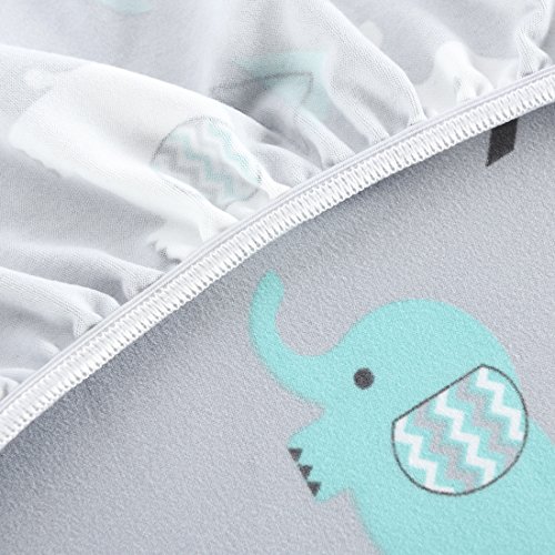 BROLEX Stretchy Fitted Crib Sheets Set 2 Pack Portable Crib BROLEX Stretchy Fitted Crib Sheets Set 2 Pack Moveable Crib Mattress Topper for Child Boys Women,Extremely Gentle Jersey,Full Commonplace,Elephant &amp; Whale.