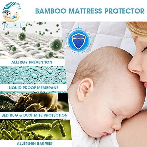 2 Pack Quilted Fitted Waterproof Crib Mattress Protector 2 Pack Quilted Fitted Waterproof Crib Mattress Protector, Delicate Breathable Natural Bamboo Child Waterproof Mattress Pad, Pure Vinyl Free Mattress Cowl for Stains Proof.