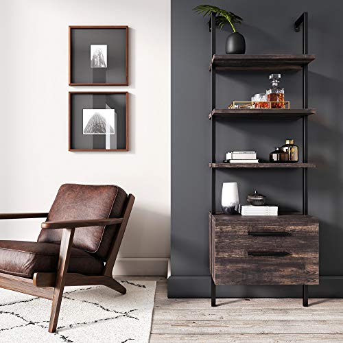 Nathan James Theo Industrial Bookshelf with Wood Drawers and Matte Steel Frame Guarantee: Lifetime producer guarantee.
